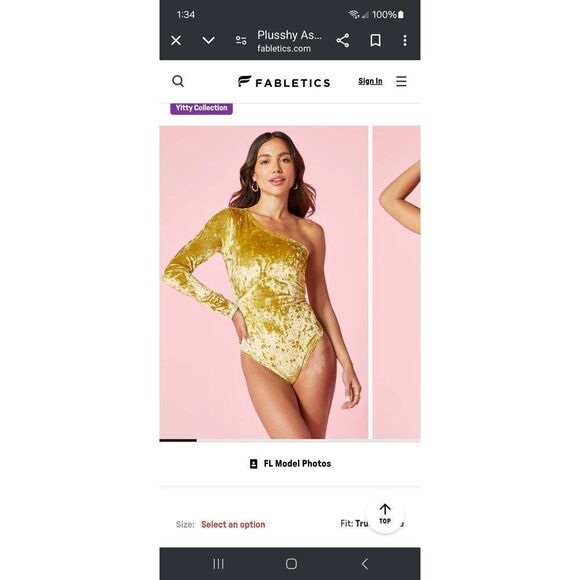 New Small Fabletic Yitty Olive Juice Plusshin Asymmetrical Bodysuit One Shoulder - Picture 1 of 10